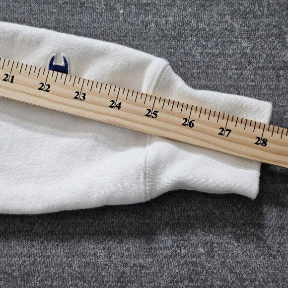 Champion Hoodie Womens XS White Graphic Print Kanga Pocket LS Reverse Weave FLAW - Picture 6 of 16